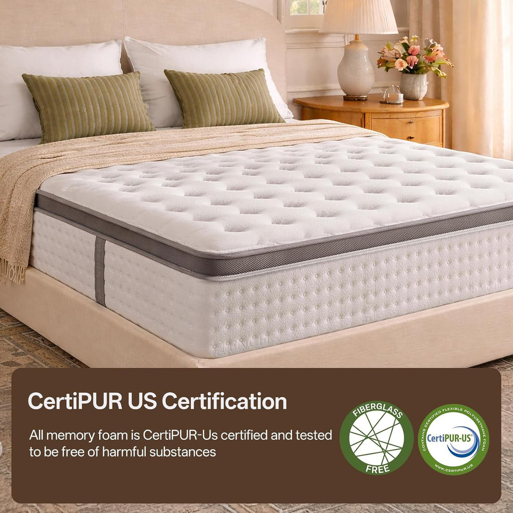 14 Inch King Size Mattress Hybrid King Mattress in a Box, Memory Foam Mattress with Pocket Springs, Medium Firm