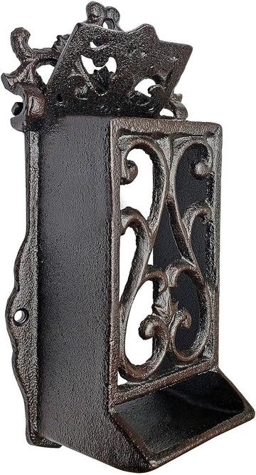 Cast Iron Matchbox Holder, Vintage Matches Box for Long Matches, Antique Black Match Holder, Rustic Wooden Matches