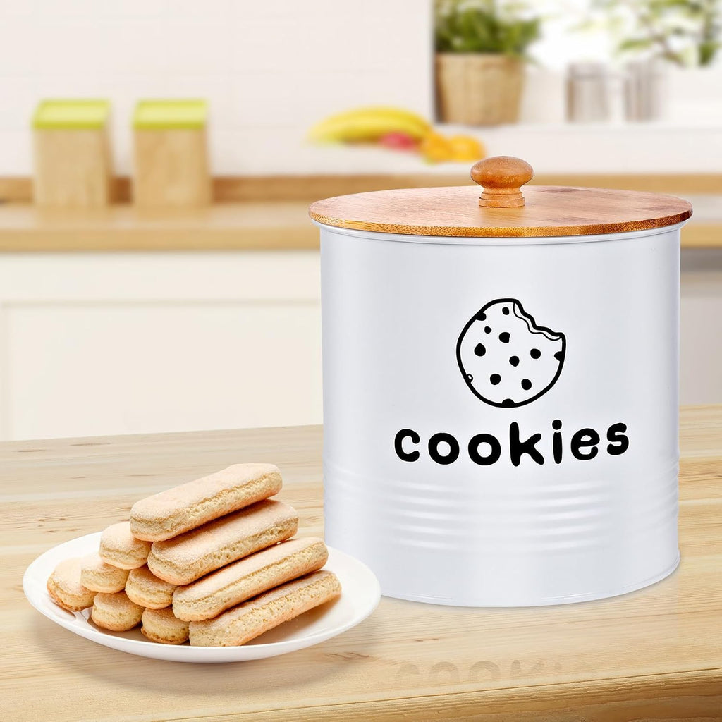 White Cookie Jars with Lids Airtight, 1.5 Gallons Cookie Tins, Large Cookie Jar Counter Decorative for Farmhouse