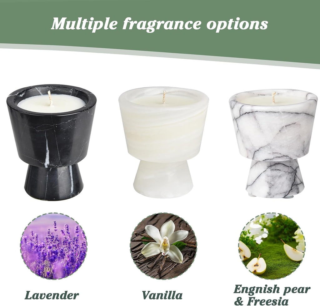 Translucent Stone Candle | Hanndcrafted Marble Container |Warm Glow Home Decor |1 Set | Soy Wax | Non-Toxic