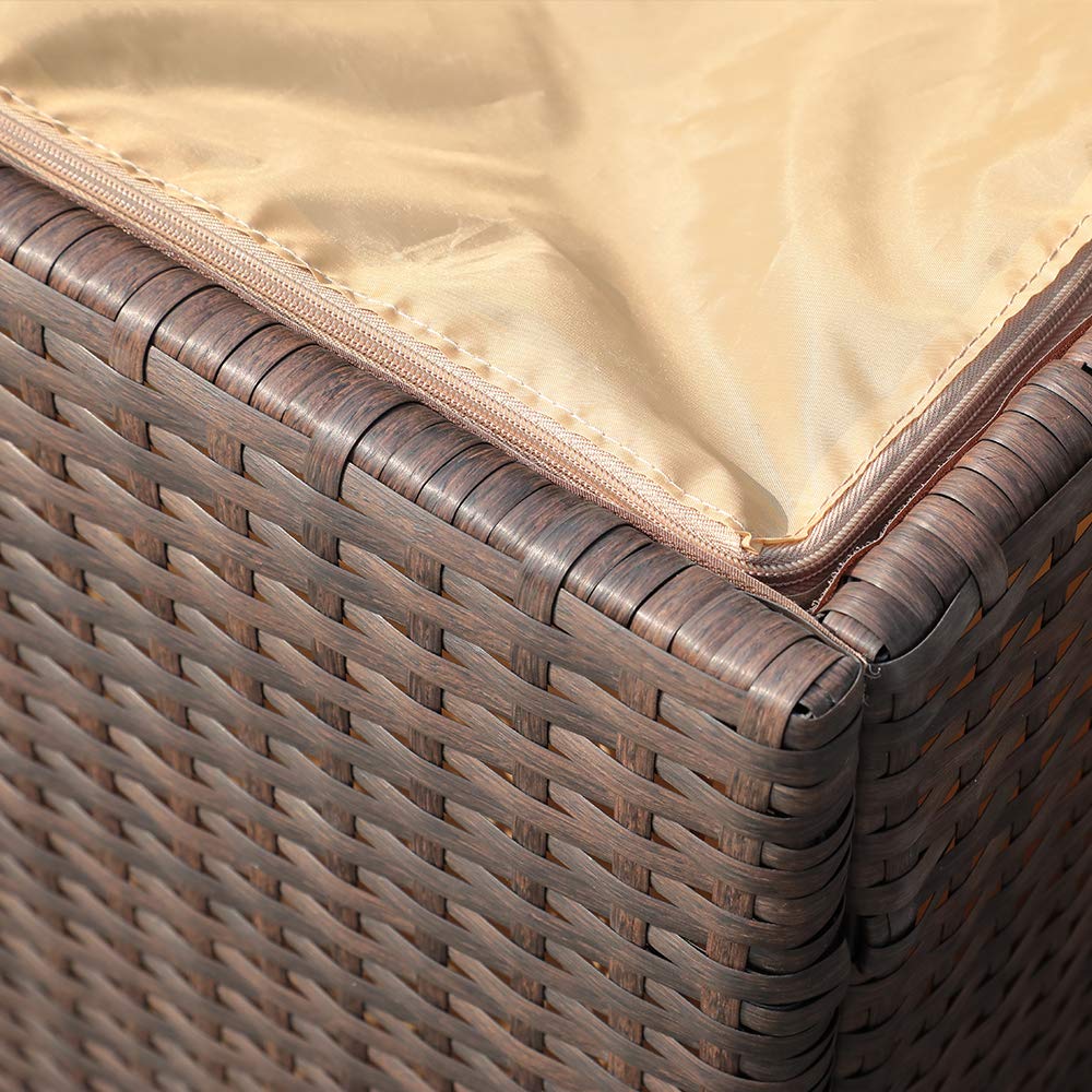 Wicker Outdoor Patio Storage Box Waterproof, Rattan Storage Bin Deck Box for Cushions, Garden Tools, 88 Gallon, Brown