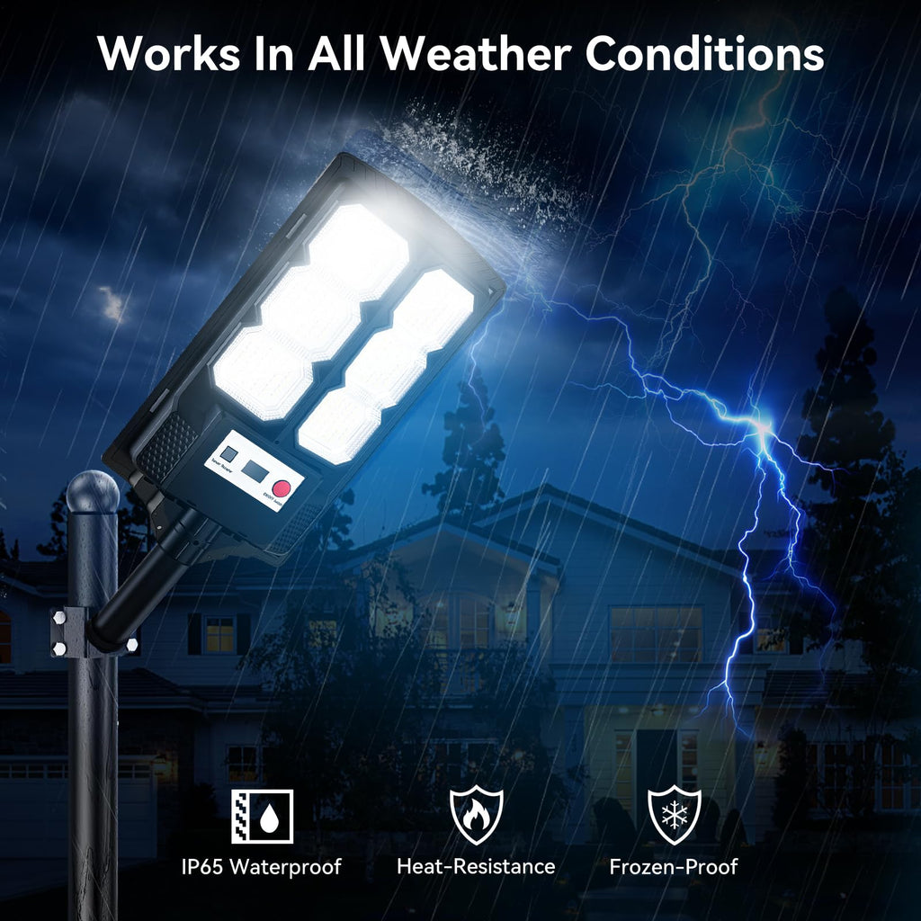 Solar Lights Outdoor Waterproof, 11inch LED Dusk to Dawn Solar Street Light, Solar-Powered Flood Lights with Motion