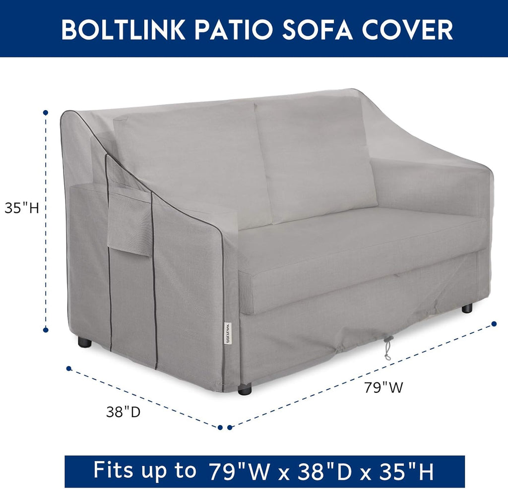 Patio Sofa Cover Waterproof, Heavy Duty, 79x38x35 in, 3-Seater | UV resistant, tear proof, windproof buckle straps