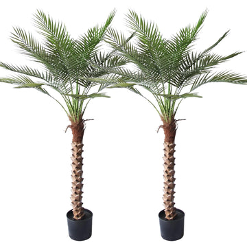 Artificial Palm Tree 5FT Large Fake Sago Palm Plant with 18 Trunks Perfect Tall Faux Tree in Pot for Indoor Outdoor