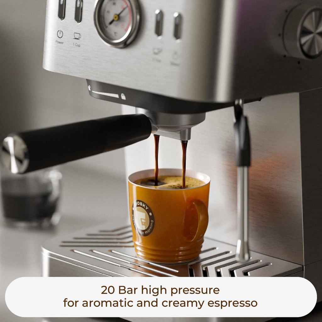 Stainless Steel Espresso Machine, Built-in Temperature Display