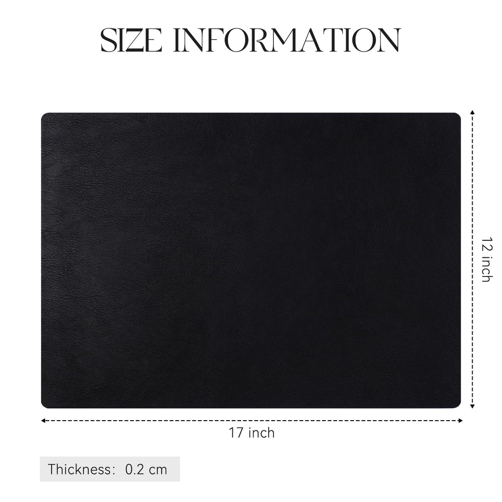 Vinyl Faux Leather Placemats, Set of 6, Black