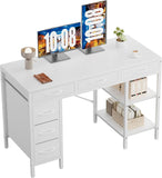 47" Computer Desk with 6 Drawers, Home Office Gaming Desks with Storage Shelves