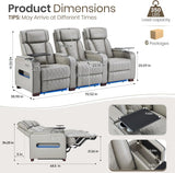 Home Theater Seating, Movie Theater Chairs Recliner Sofa with Power Headrest, Individual Electric Seat Control