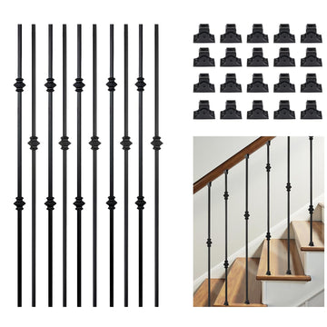 10 Pack Balusters for Staircase Interior Hollow Double and Single Knuckle Stair Spindles 1/2" Square Iron Balusters