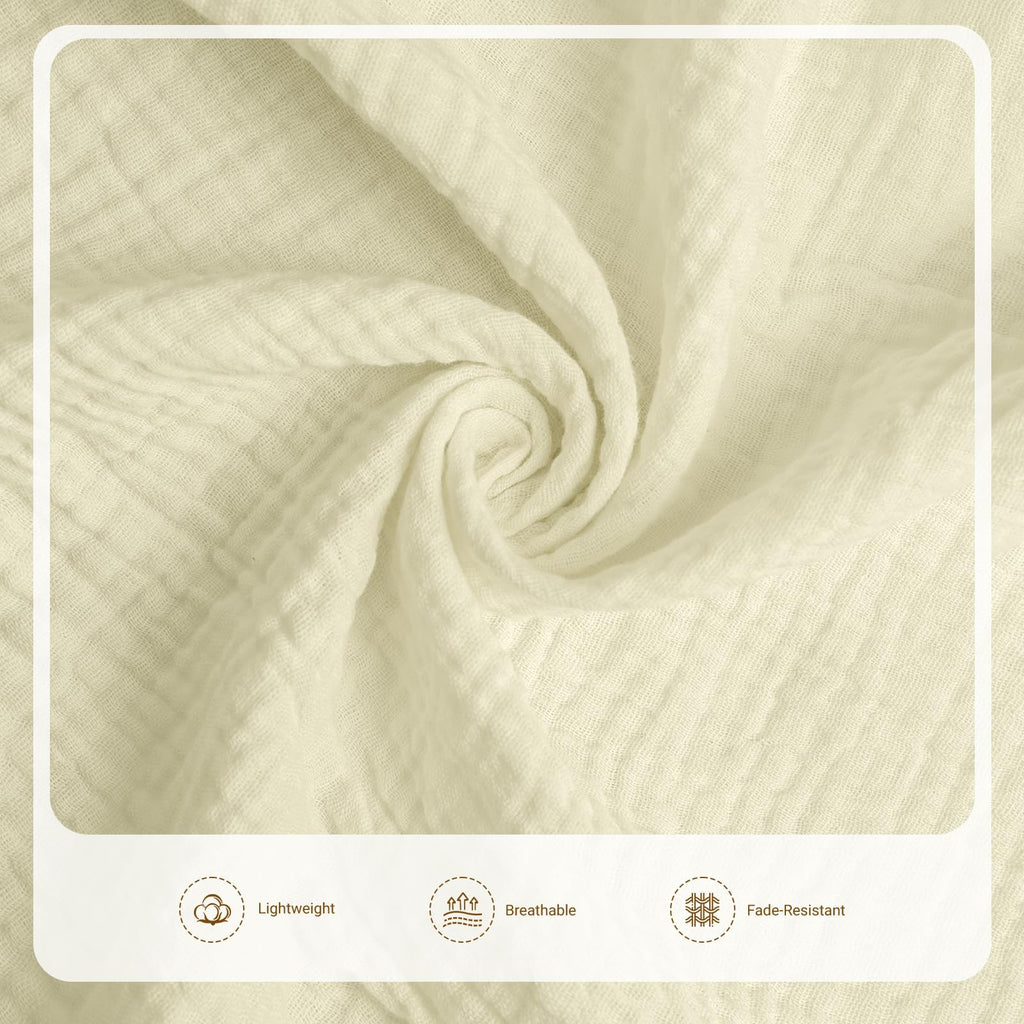 Double Gauze Cotton Fabric by the Yard, Cotton Muslin Fabric for DIY Craft & Sewing Material Like Dress, Towel