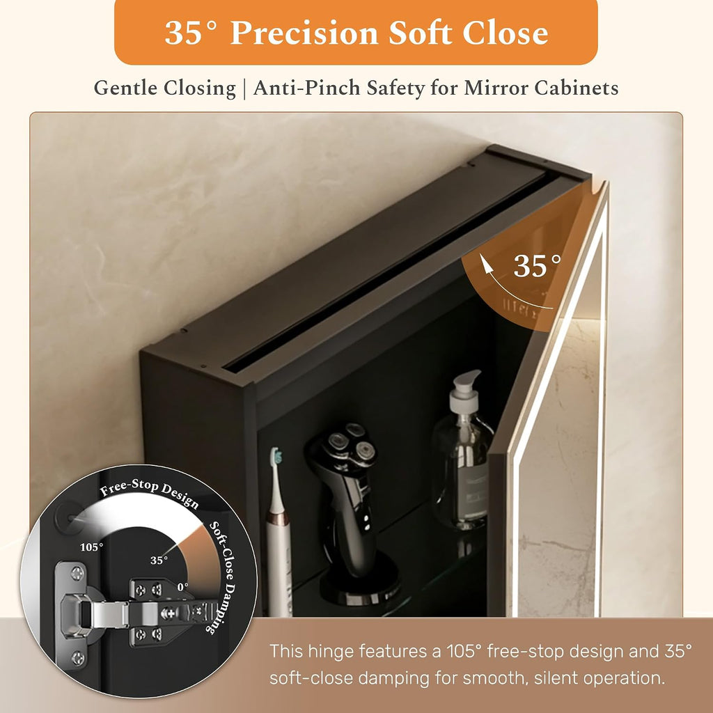 Spliceable Modular LED Lighted Bathroom Medicine Cabinet Mirror with Anti-Fog Aluminum Frame, Adjustable Lighting