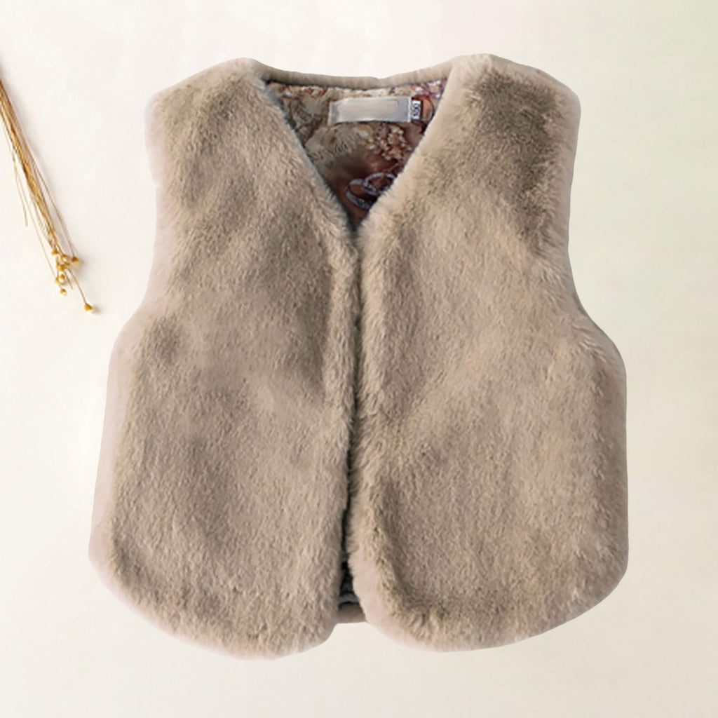 Faux Fur Vest Girls Fall Fashion 2026 Sleeveless Fuzzy Jacket Toddler Fluffy Coats Winter Clothing Furry Outerwear