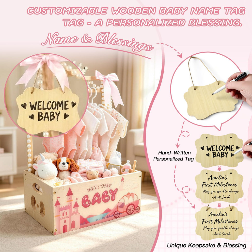 Wooden Baby Shower Crate Closet, Baby Shower Gift Basket for Newborn Gifts