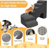 Dog Stairs for High Beds, 6 Steps Soft Foam Pet Stairs for Bed 27-30 inches, L Shaped Dog Steps