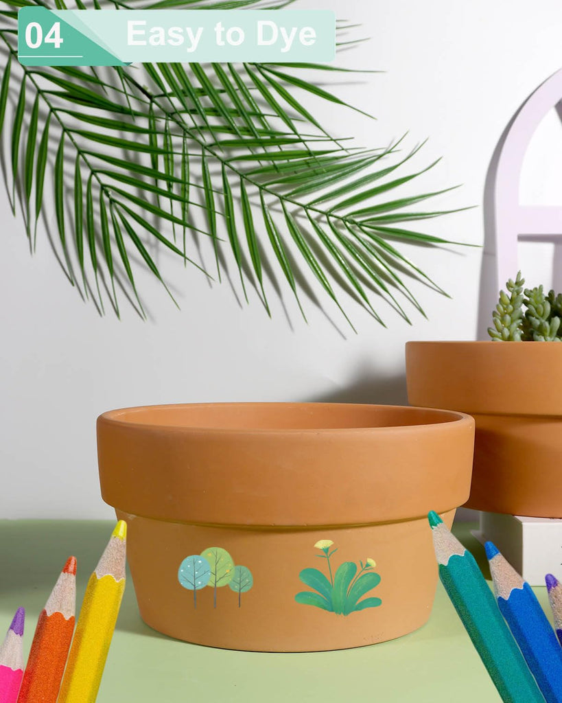 8 Inch Terracotta Shallow Planter Pots, 2 Pack, Drainage Hole