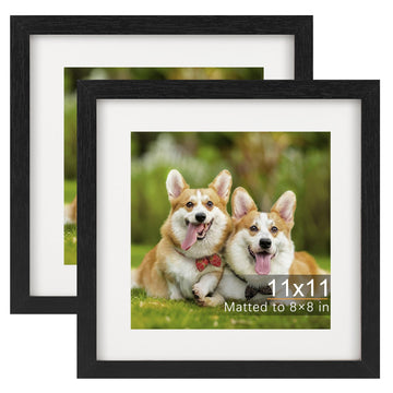 11x11 Picture Frames with 8x8 Mat Set of 2, Black