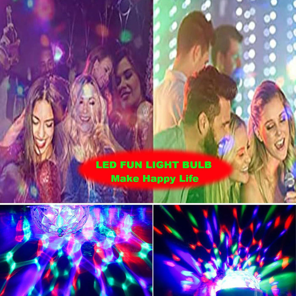 LED Light Bulb, Sound Activated Rotating Magic Light Colorful Disco Light Bulb, Strobe AC 85-265V E26/E27 RGB