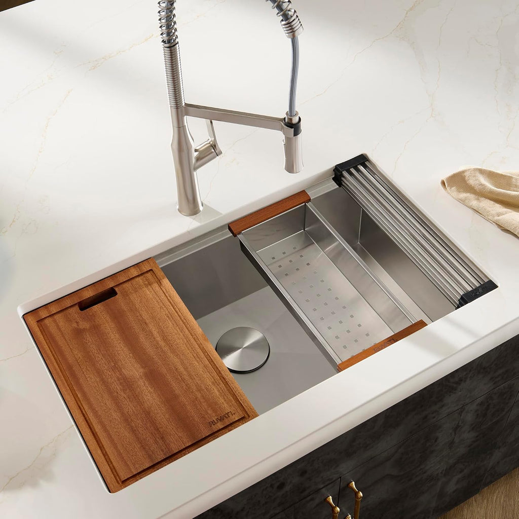30-in Stainless Steel Undermount Workstation Kitchen Sink - RVH8310