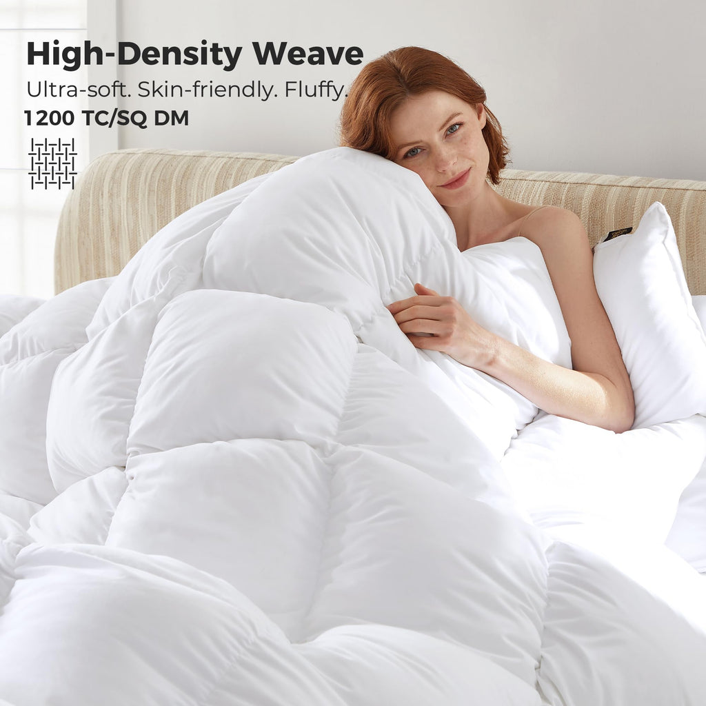Goose Down Fiber Comforter, 100% Organic Cotton Cover Duvet Insert