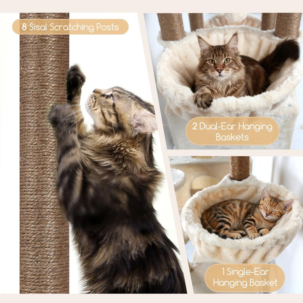82in Extra Large Cat Tree Tower for Indoor Cats Large Adult