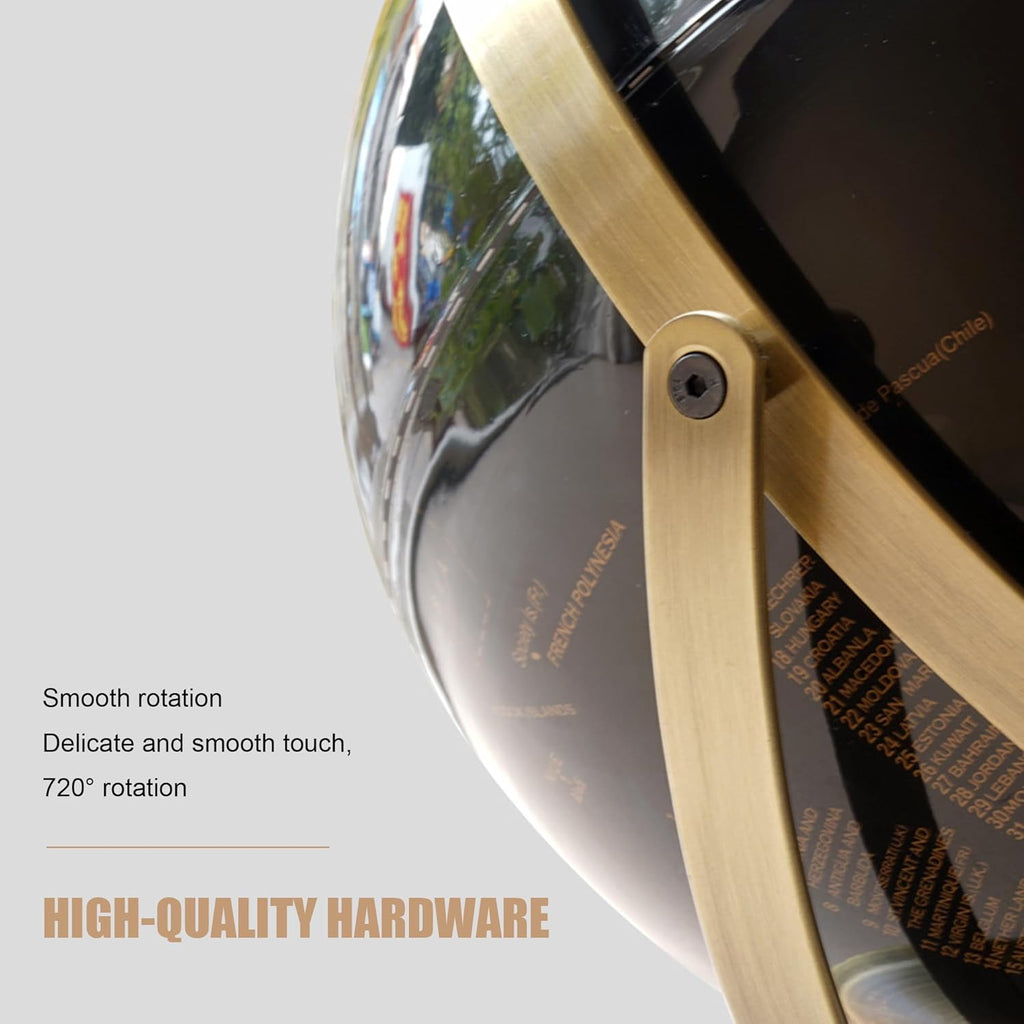 720° Rotation Light Luxury World Globe, Metal Stand, 10.6'' (L)