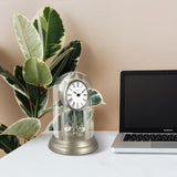 9" Genevieve Mantel Clock with Revolving Pendulum, 50th Anniversary Clock Glass Dome, Wedding Gifts