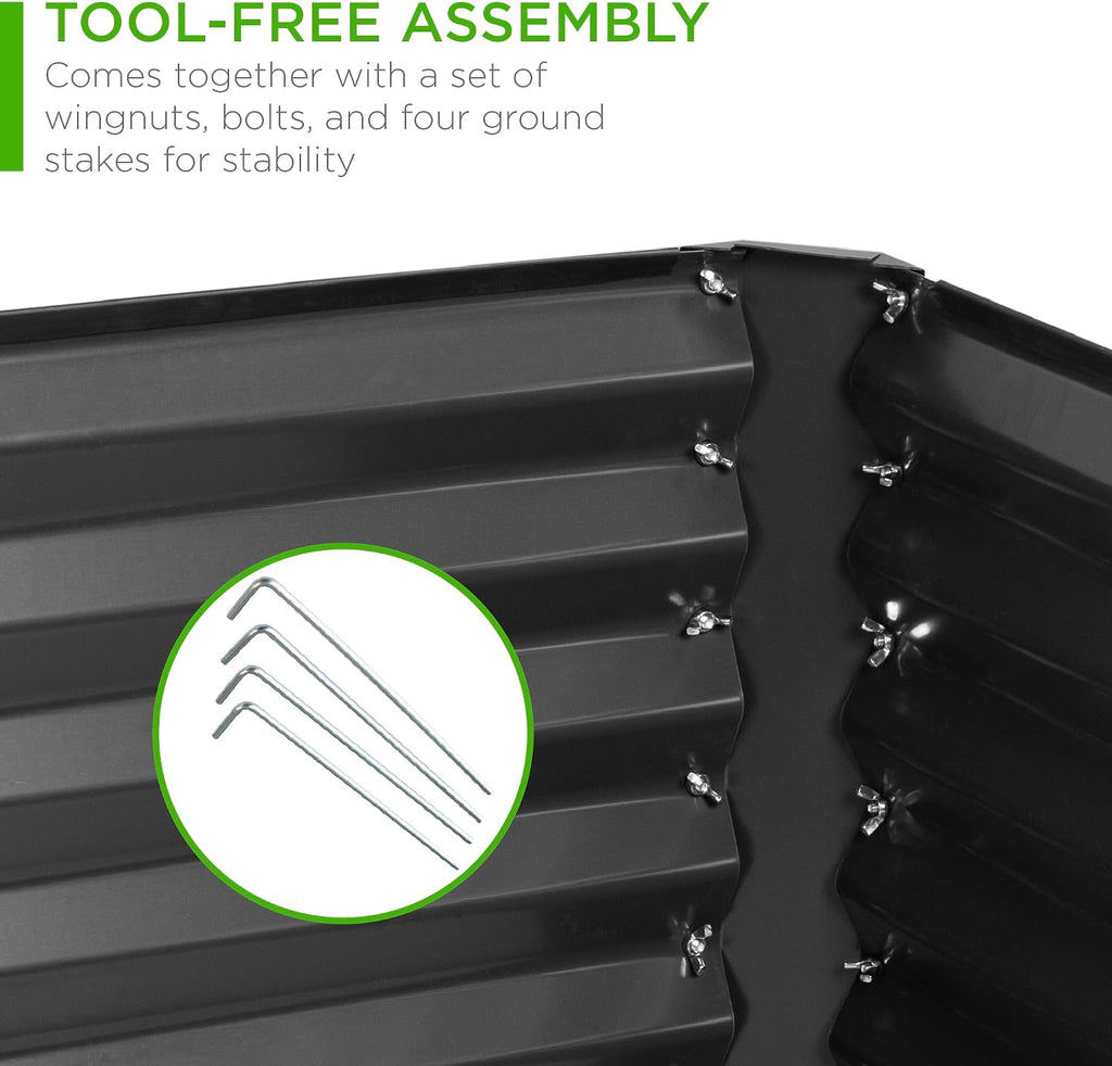6x3x2ft Outdoor Metal Raised Garden Bed, Deep Root Box Planter for Vegetables, Flowers, Herbs, 269 Gallon Capacity