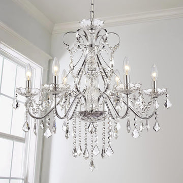 6 Light Crystal Chandelier Light Fixture Modern Chandelier Crystal Lighting, Crystal Pendant Raindrop Chandelier for Dining Room,Bedroom,Living Room,H23 x D24 A100-B075F2SBM8