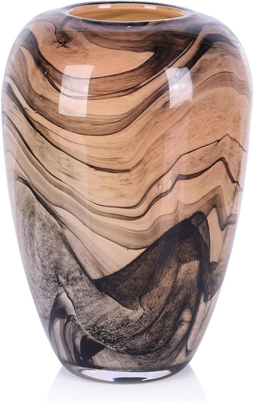 Hand Blown Glass Vase Decorative Flower Vase Decor Living Room Bedroom Office Centerpiece Tabletop Display Modern Art