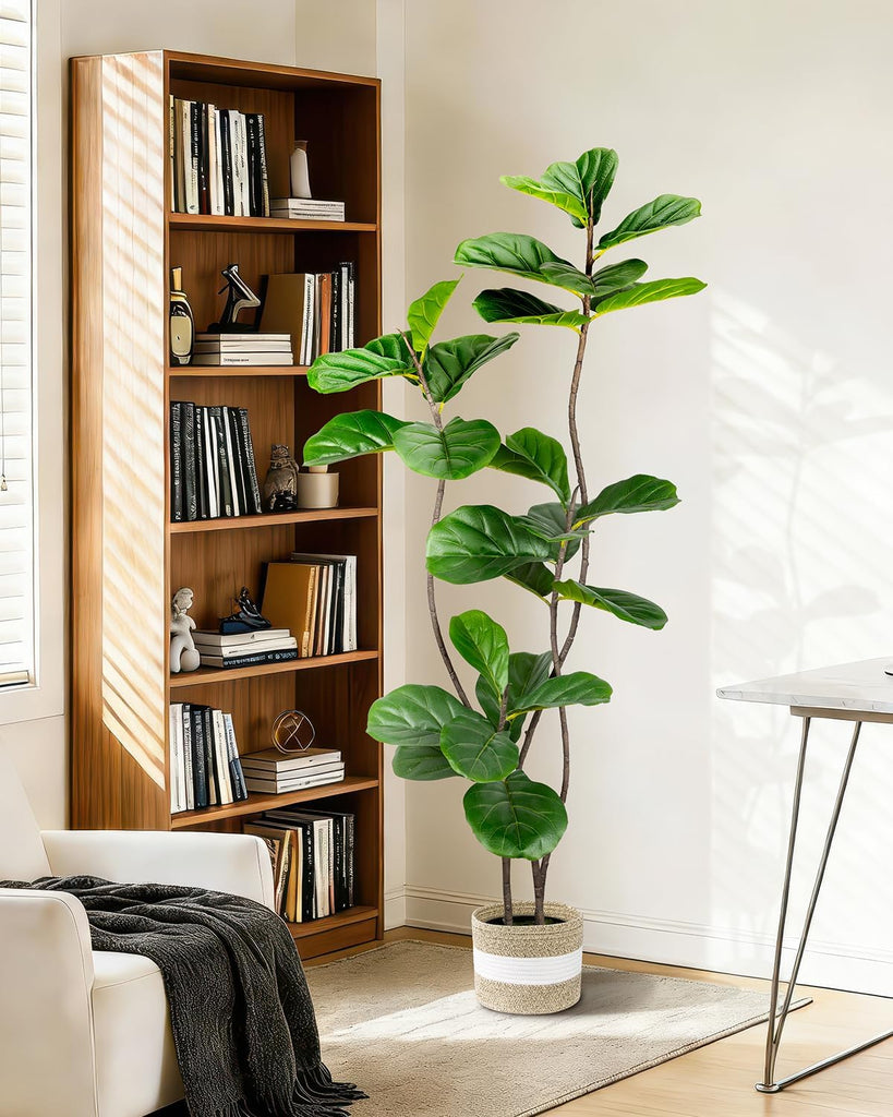 Artificial Fiddle Leaf Fig Tree 5FT with Cotton Basket