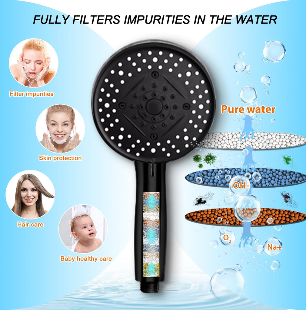 Black Filter Magnetic Shower Head with Handheld