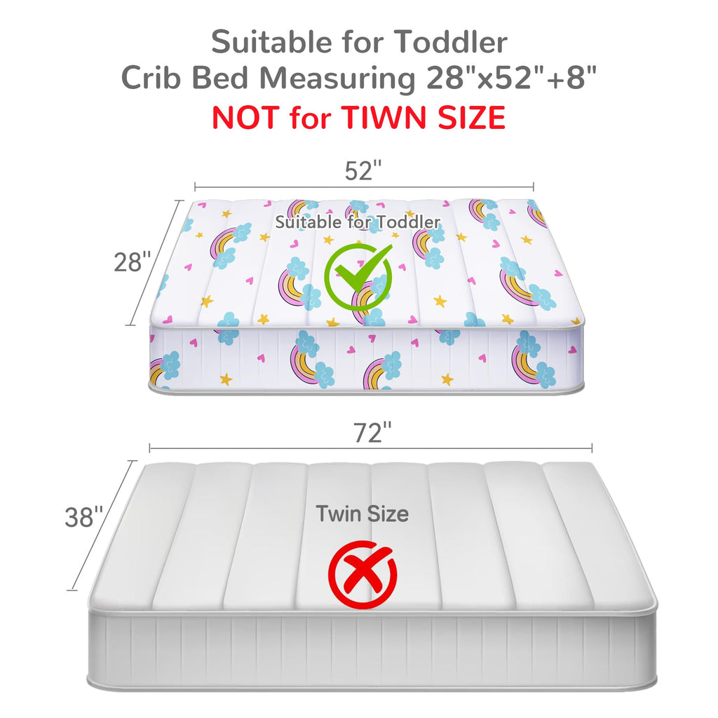 Toddler Bedding Sets for Girls,4 Pieces Cat Rainbow Printed