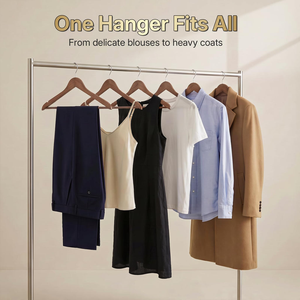 Premium Wooden Hangers 30 Pack, 17.5" Smooth Wood Clothes Hangers