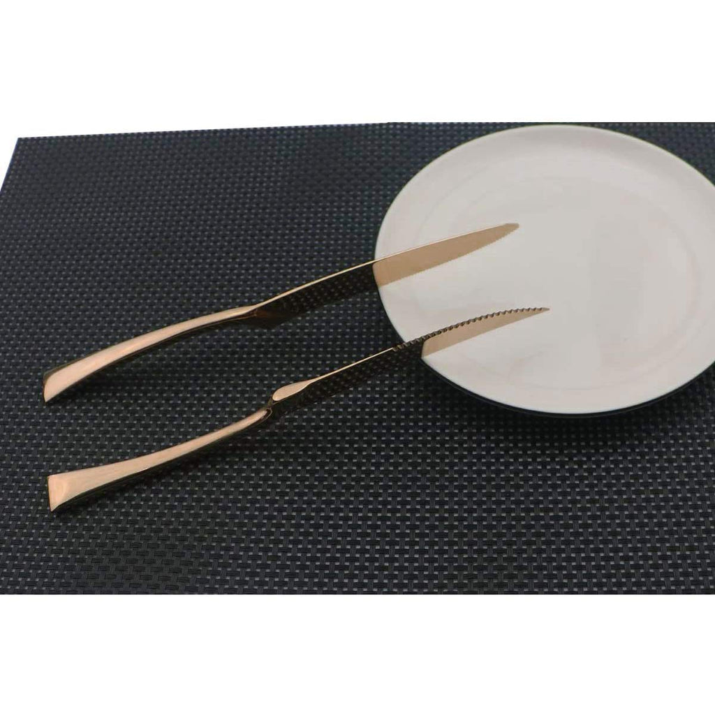18/10 Stainless Steel Mirror Polished Copper Flatware Set,Dishwasher Safe,Service for 4