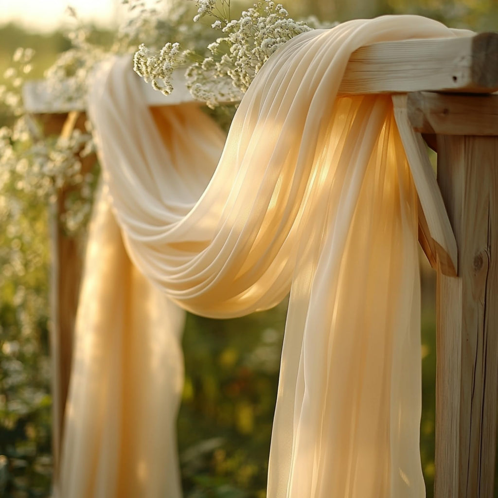 Wedding Arch Draping Fabric, 31.5" x 20FT Wrinkle-Free Sheer Chiffon Drapery for Ceremony Backdrop, Arbor, Pergola