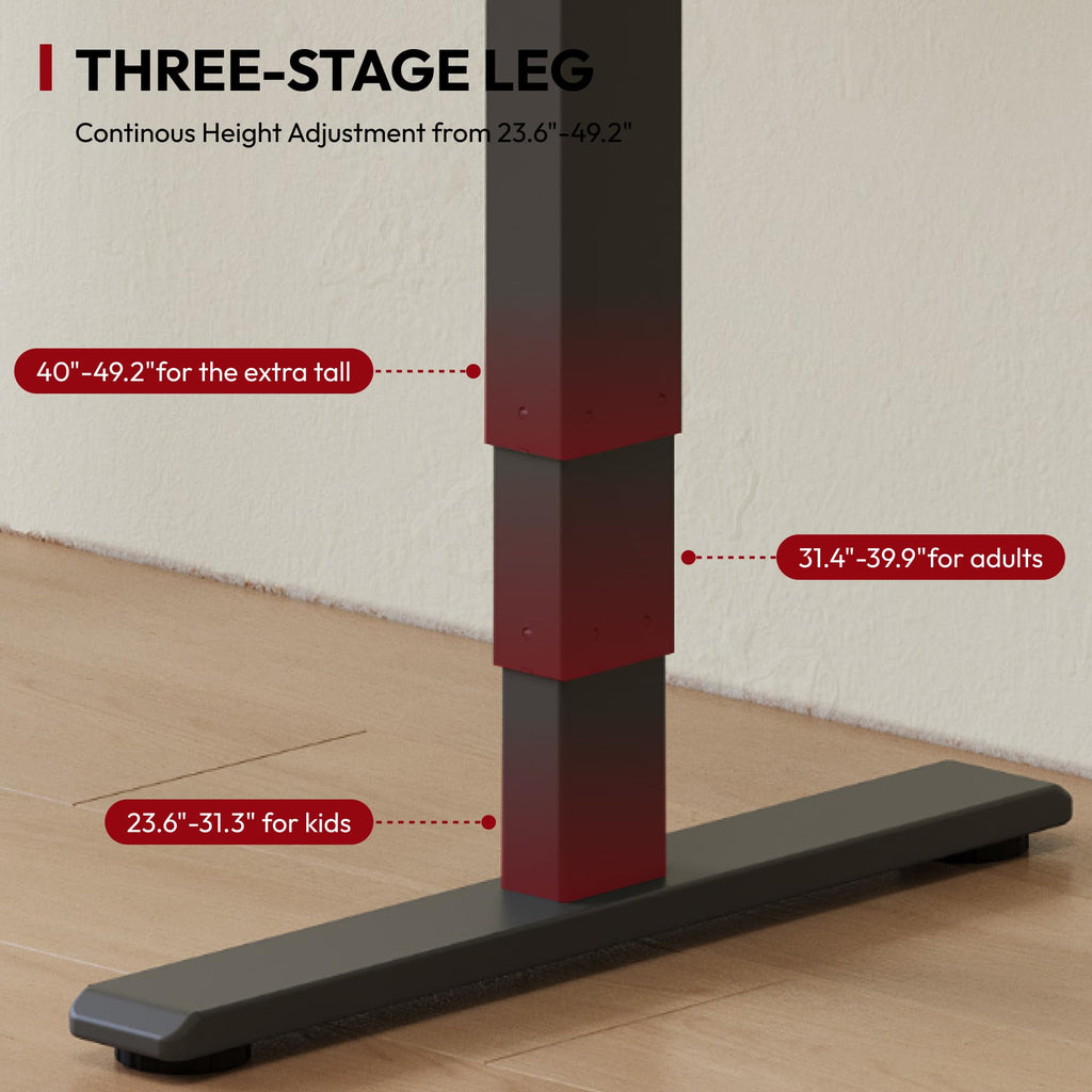 48 Inch Bamboo Standing Desk, 3 Stage Dual Motor Height Adjustable Desk