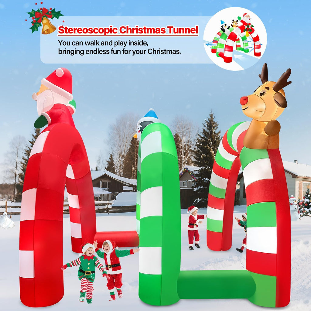 12FT Christmas Inflatable Archway, Santa Elk Inflatable Tunnel