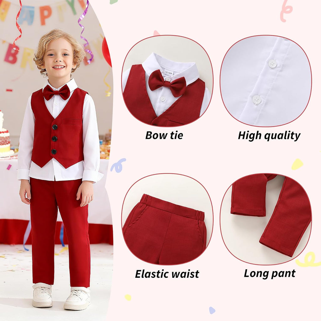 Toddler Boy Suit Formal Outfit Wedding Clothes Set