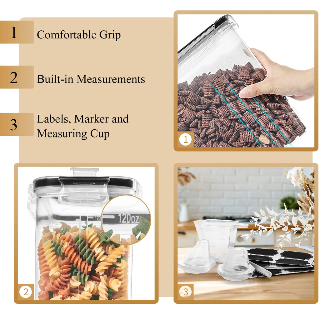 Cereal Containers Storage Set (4L,135.2 Oz) with Pour Spout, 4PCS