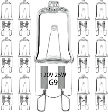 G9 120V 25W Bulb, Halogen Light Bulb 2 Pin,T4 Type 12pcs