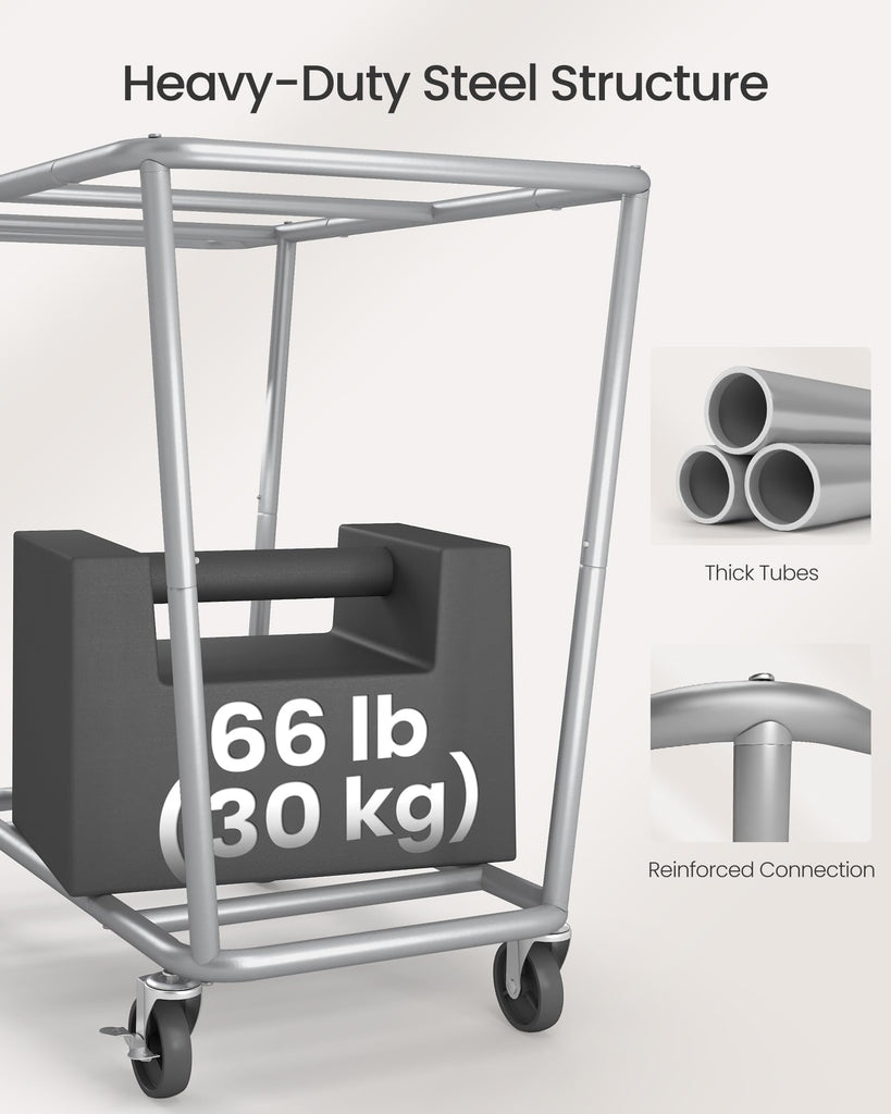 2-Section Laundry Basket with Wheels, 50.2 Gallons (190 L) Hamper