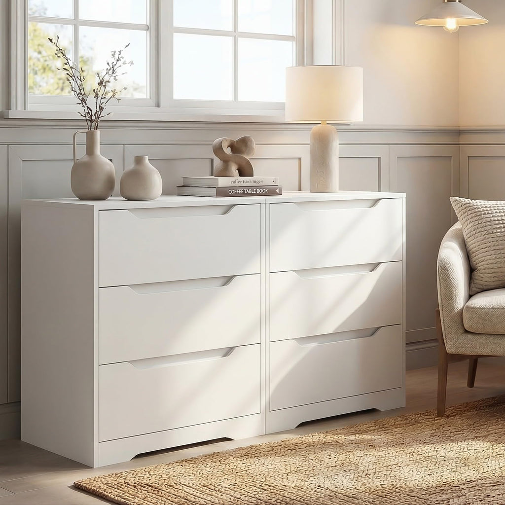 Modern 3 Drawers Dresser, Wood Chest of Drawers with Storage, White