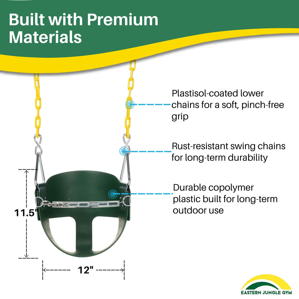 High Back Half Bucket Toddler Swing Seat, Green