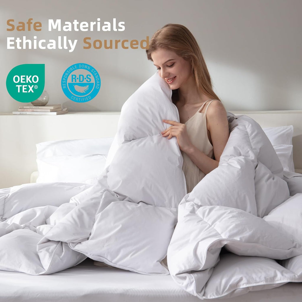 Hungarian Down Feather Fiber Comforter King,Hotel Style Bedding Comforter,1200TC,100% Organic Cotton