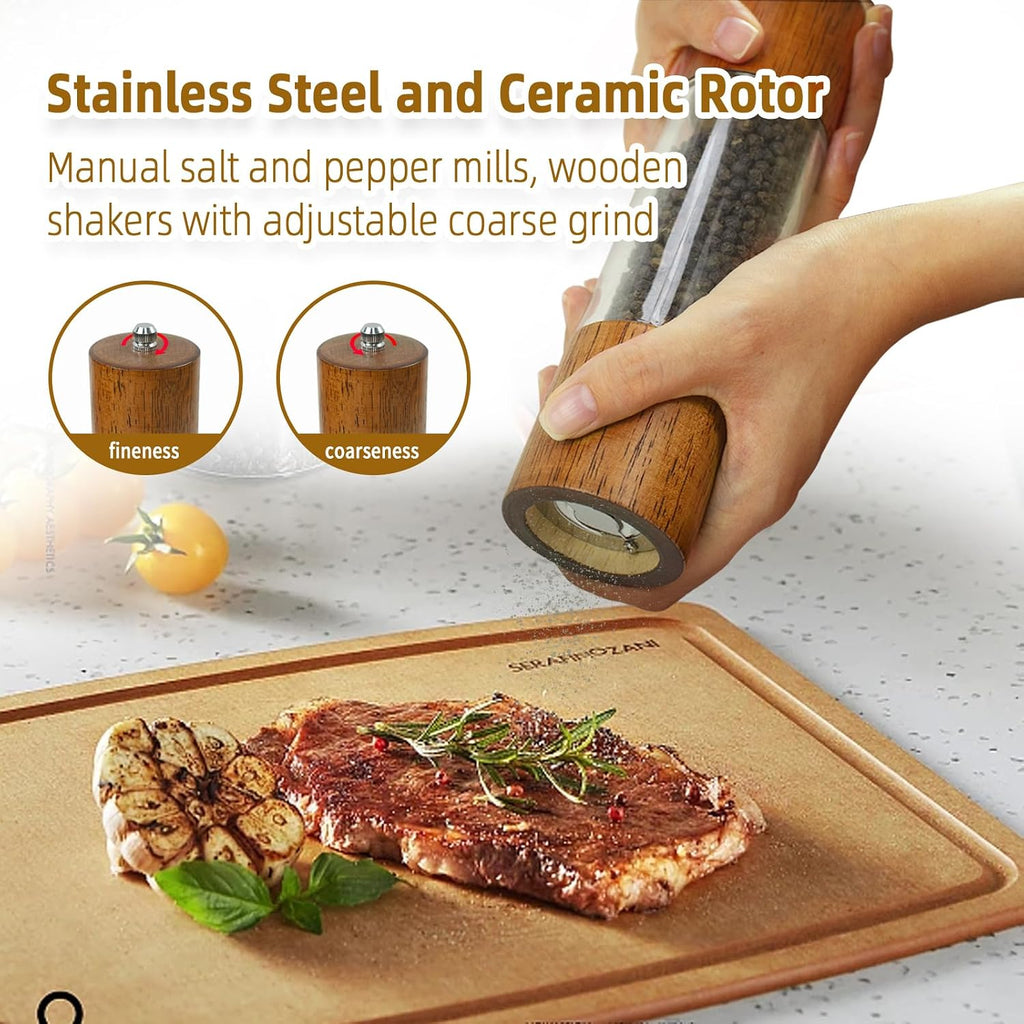 Premium Acrylic Salt and Pepper Grinder Set -8 Inches - Set of 2