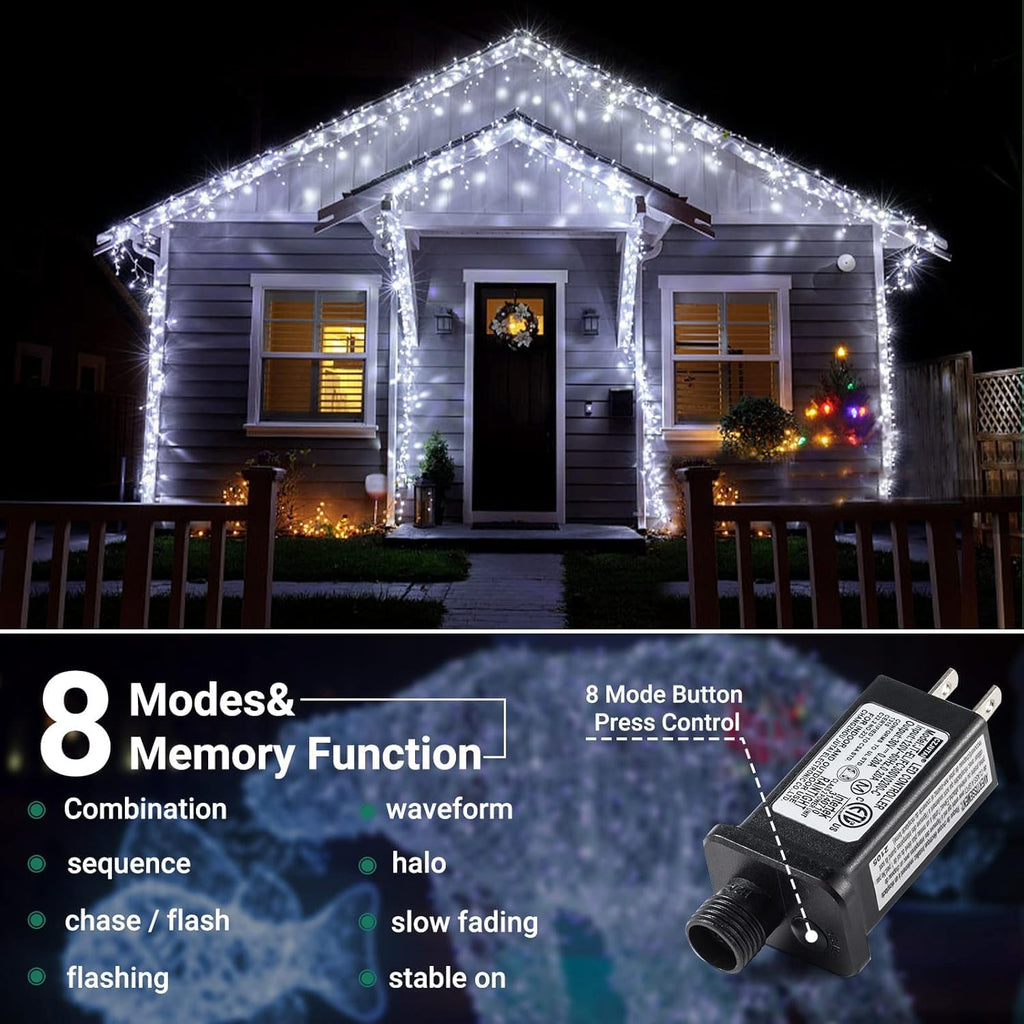 82ft 1000 LED Cluster Christmas String Lights - 8 Modes Christmas Tree Lights - Outdoor Waterproof Dark Green Wire