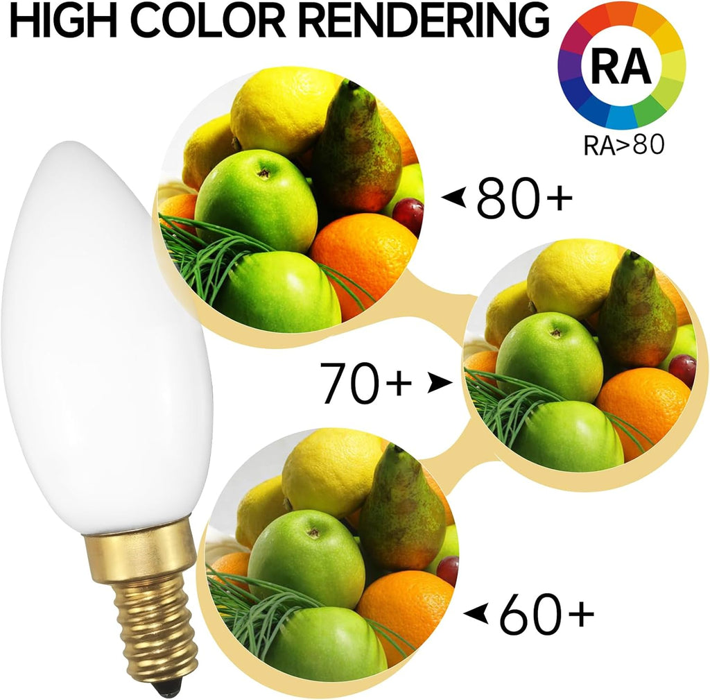 Type B/B11 Dimmable LED Candelabra Filament Bulb E12 4W 3000K Milky White Glass 6-Pack
