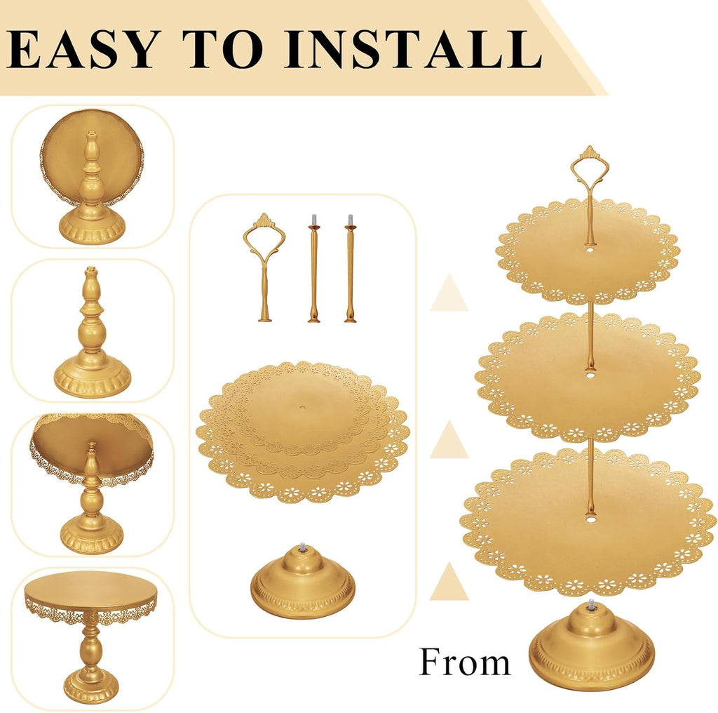 Cake Stands Metal Cupcake Stand Set Multiple Styles Candy Fruit Display Tower Dessert Plate Cake Serving - Set of 9