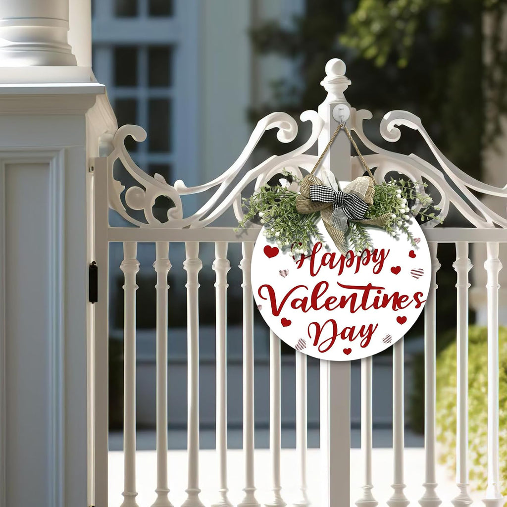 Valentine's Day Door Wreath for Front Door Valentines Holiday Door Sign Heart Love Porch Hanging Decoration