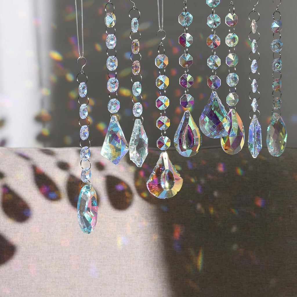 Crystal Sun Catcher, 9 Pack Hanging Ornament Crystals Balls Prism Rainbow Maker for Home, Office, Garden Decoration